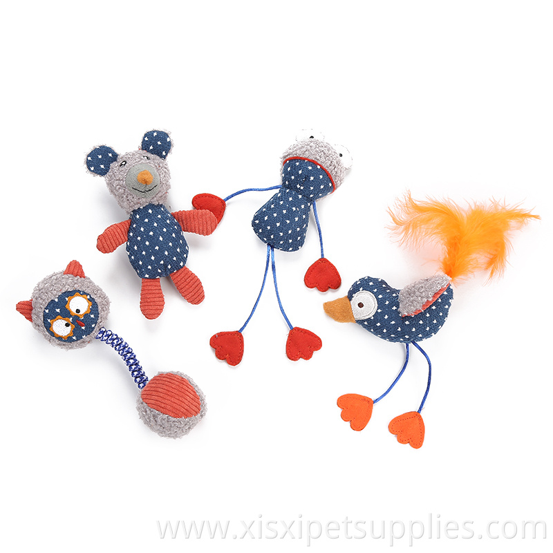 newest jean Cat Toys Catnip Mouse frog mouse owl Feather pet Toy Mint inside